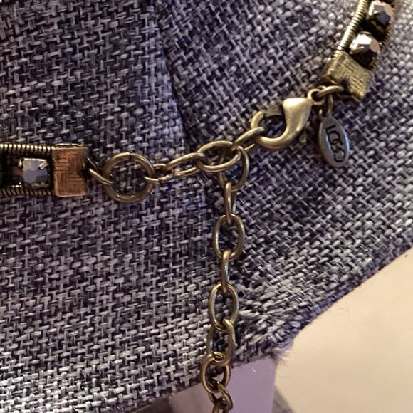 LOGO Brand Goldtone AB Crystals Woven Necklace with Extension - Picture 5 of 7